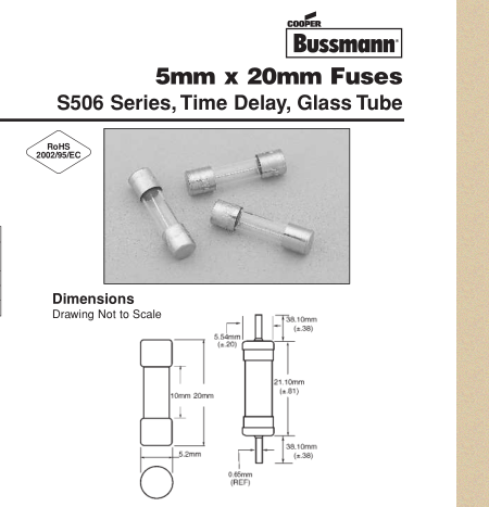 S506   bussman 5*20 玻璃管保險絲